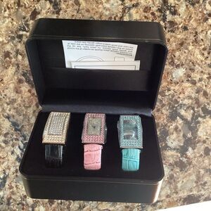 Real Collectibles by Adrienne Trio Watch Set - Black, Pink, and Blue